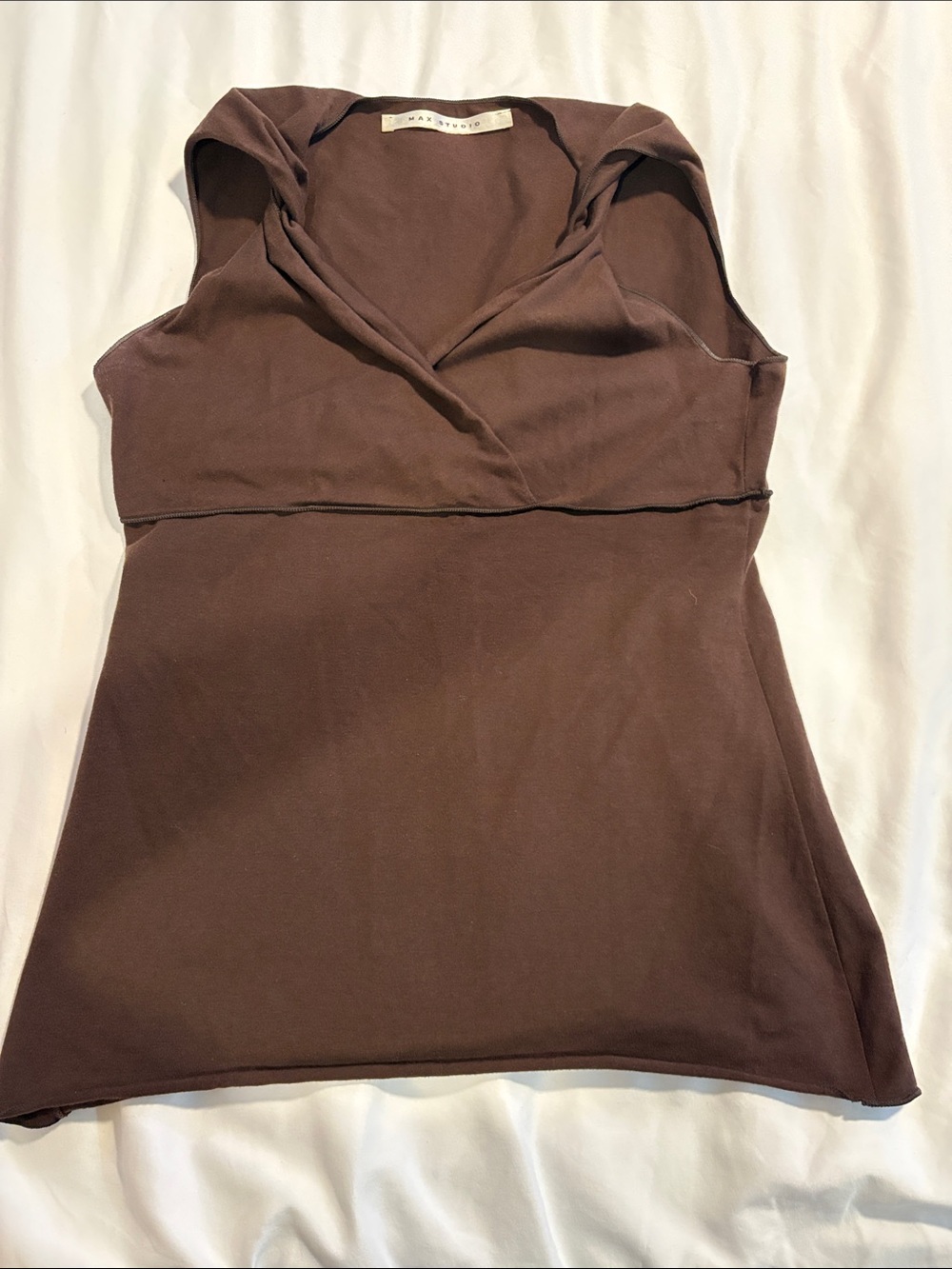 Max Studio Brown Sleeveless Wrap Tank